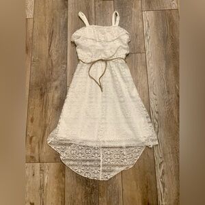 Speechless Ivory Lace Kids Dress with Tan Belt